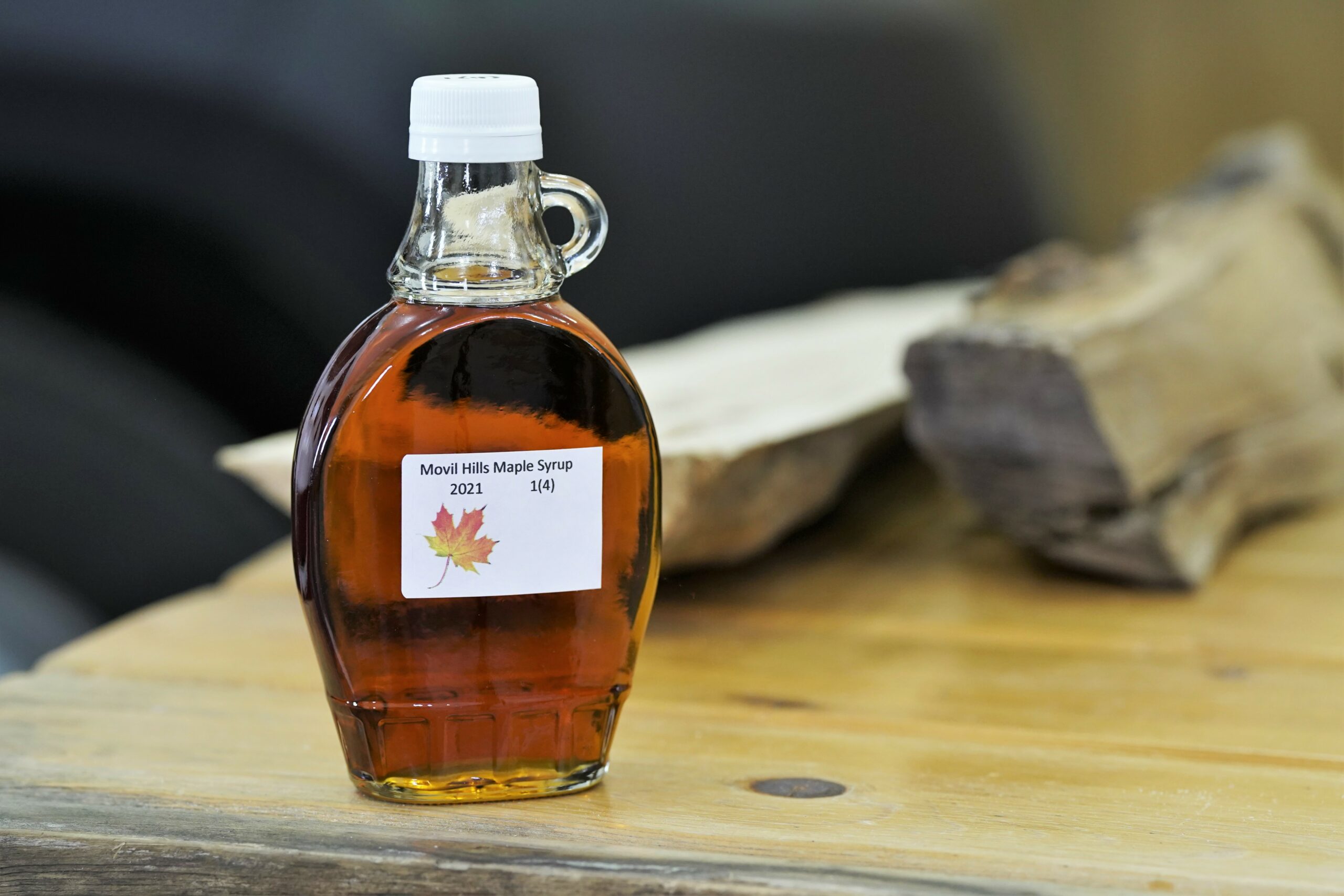 The finished product of Mur Gilman and Donna Palivec's operation is a bottle of maple syrup. (Micah Friez / Bemidji State)