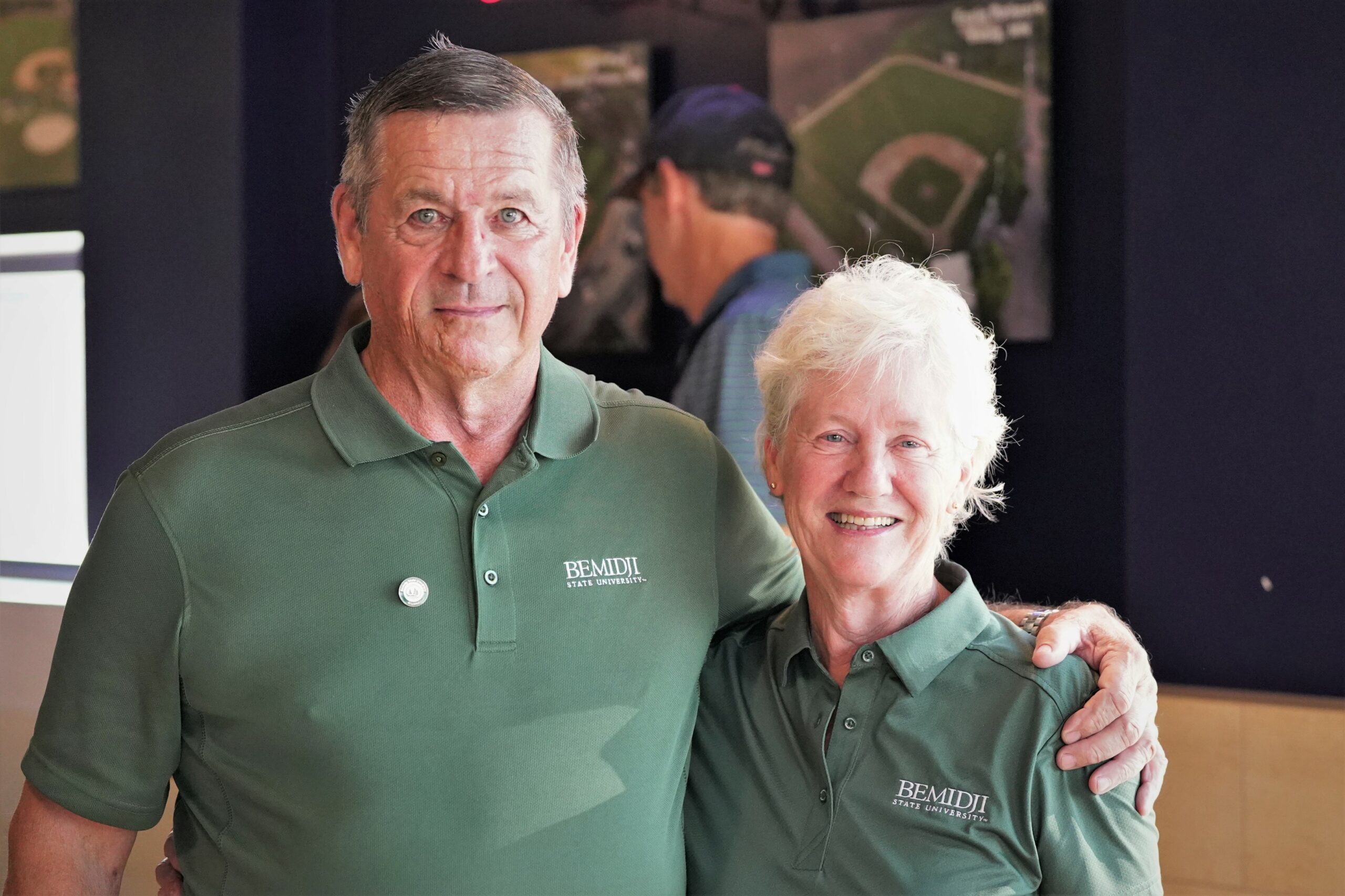 Jim Walrath, left, and Mary Walrath joined fellow Bemidji State alumni for BSU Night at Target Field on Friday, Aug. 25, 2023, in Minneapolis. (Micah Friez / Bemidji State)