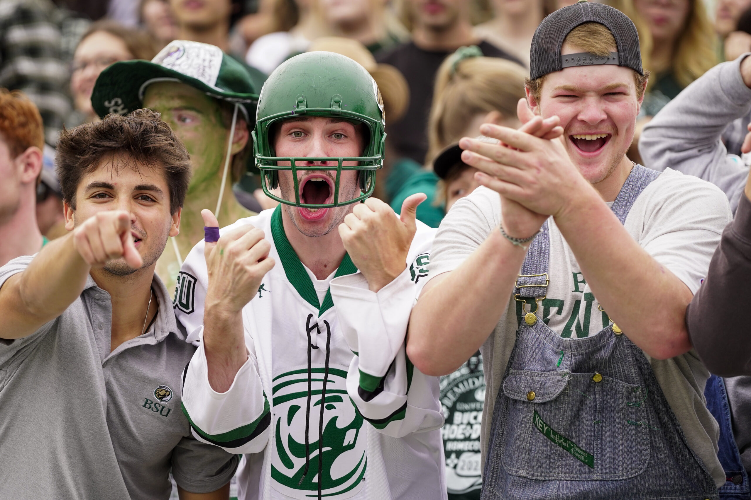 Bemidji State fans cheer from the student section during the Homecoming football game on Saturday, Sept. 30, 2023, at Chet Anderson Stadium. (Micah Friez / Bemidji State)