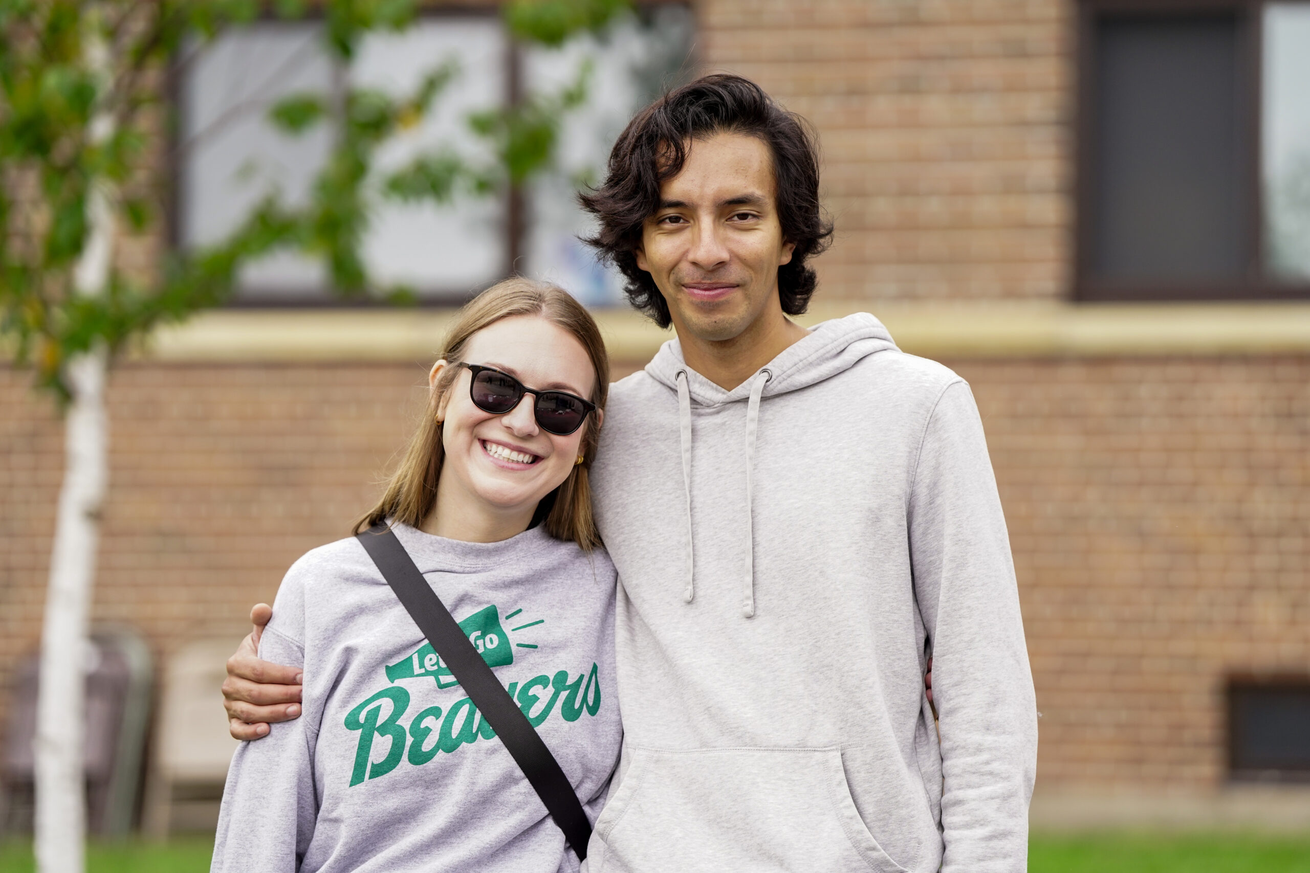 Jillian Johnson, left, and Sonny Johnson enjoy Game Day Experience on Saturday, Sept. 30, 2023, outside of Decker Hall during Homecoming. (Micah Friez / Bemidji State)