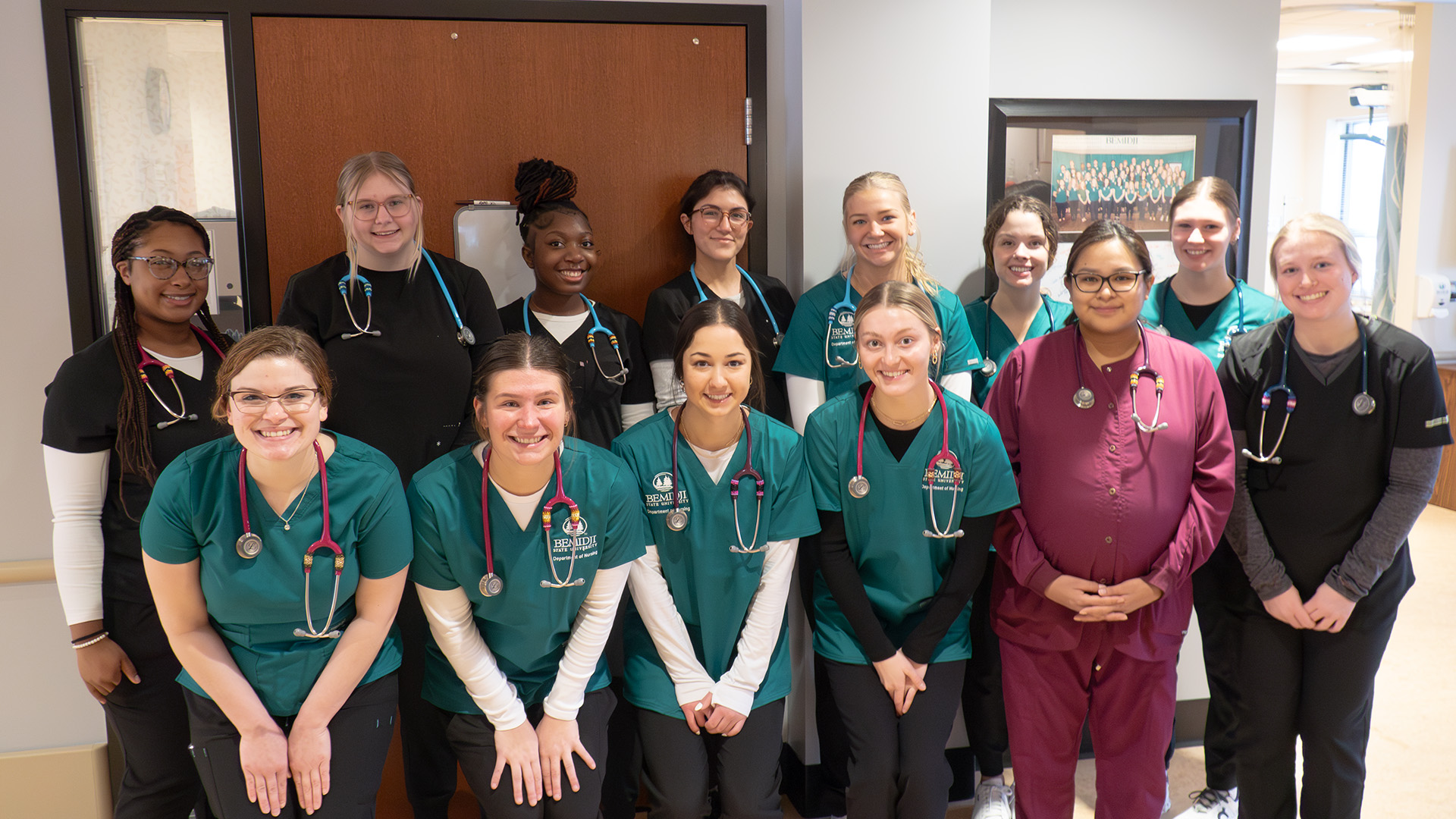 BSU nursing students with their new stethoscopes from Red Lake Nation. (BSU photo)